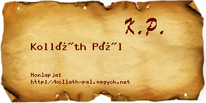 Kolláth Pál névjegykártya